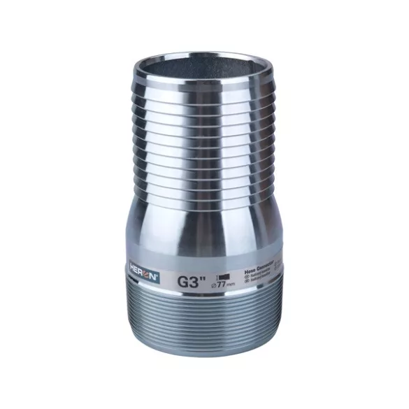 HERON tömlőösszekötő szívókosárhoz, acél, külső menetes, B-3", 76mm, 8895102 szivattyúhoz