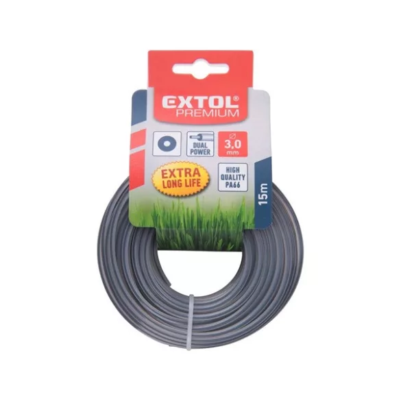 EXTOL PREMIUM szegélynyíró damil, 2,7 mm, kör keresztmetszetű, fekete, 15m