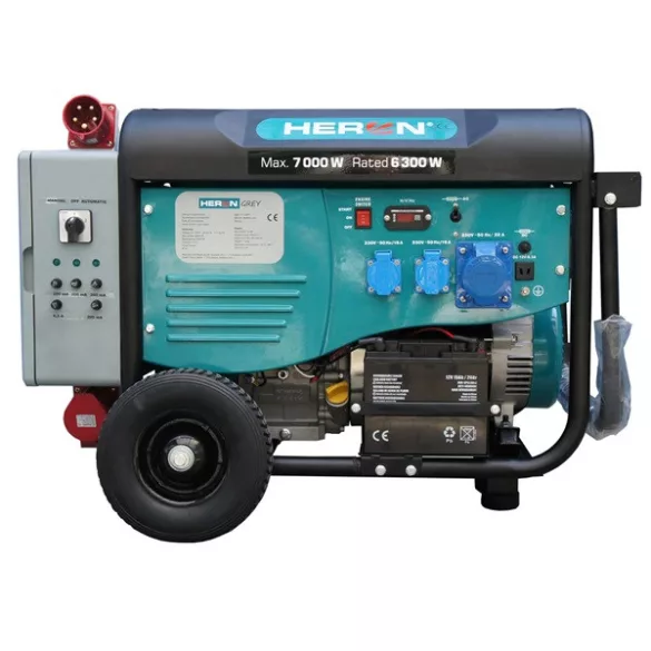 HERON gép 6,8 kVA-es vészhelyzeti áramfejlesztő, háromfázisú hálózatba köthető, 1 fázisú