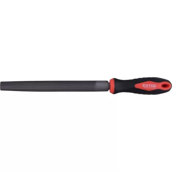 EXTOL PREMIUM félkerek fémreszelő 200mm, T12 acél, finom vágat 2, TPR műanyag nyél