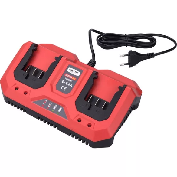 EXTOL PREMIUM Garden20V dupla akkutöltő 20V, 2×2,4A 8895780 és 8895782 akkuhoz