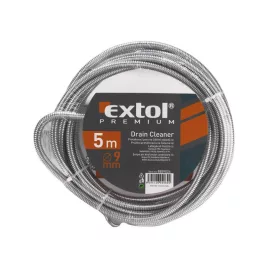   EXTOL PREMIUM lefolyócső tisztító, 5m, 9mm átmérő, kézi tekerővel, tisztító körömmel, (1,9mm drótból sodorva)