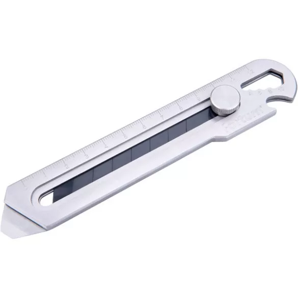 FORTUM 5 funkciós tapétavágó kés, rozsdamentes acél fémház, tripla vágóél, 18mm, csavaros rögzítés