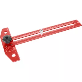   FORTUM asztalos T-vonalzó és szögmérő, 350×190 mm, ALU, lézergravírozott, mm beosztással
