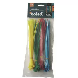   EXTOL PREMIUM kábelkötegelő 2,5×150mm 100db, 4 színű (piros, kék, sárga, zöld), nylon;