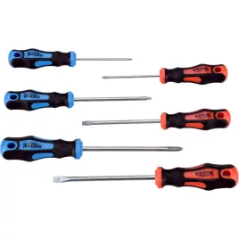   EXTOL PREMIUM csavarhúzó klt., 6db; lapos:3×75, 5,5×100 és 6,5×125mm, PH0×60, PH1×100 és PH2×125, CV., mágneses, papír tartóban