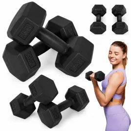   MOVEPRO hatszögletű kézisúlyzó szett 2x2 kg fekete fitness súlyzók