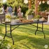 MultiGarden összecsukható kerti catering asztal bőrönddé, fekete, 153x70 cm