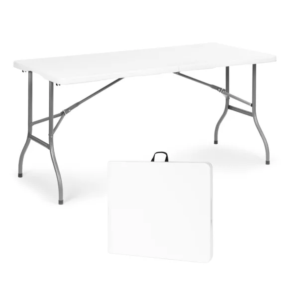 MultiGarden összecsukható catering kerti asztal bőrönddé alakítható 153x70 cm fehér