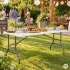 MultiGarden összecsukható catering kerti asztal bőrönddé alakítható 153x70 cm fehér