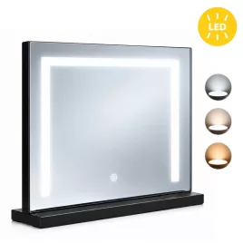   ModernHome LED sminktükör 50x40 cm, 3 fényárnyalattal, fekete