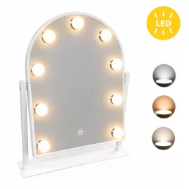   ModernHome LED sminktükör 30x40 cm, 3 fényárnyalattal, 9 izzóval