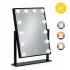 ModernHome LED sminktükör 30x40 cm, 3 színnel, 12 izzóval, fekete
