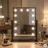 ModernHome LED sminktükör 30x40 cm, 3 színnel, 12 izzóval, fekete
