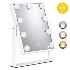   ModernHome LED sminktükör 25x30 cm, 3 fényárnyalat, 9 izzó