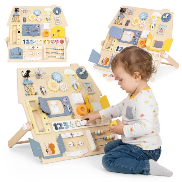 ECOTOYS nagy fa szenzoros busy board gyerekeknek, oktató foglalkoztató tábla XL