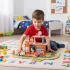 ECOTOYS fa 2 az 1-ben tűzoltóállomás garázs szett járművekkel és figurákkal, 2 szintes