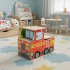 ECOTOYS fa 2 az 1-ben tűzoltóállomás garázs szett járművekkel és figurákkal, 2 szintes