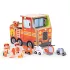 ECOTOYS fa 2 az 1-ben tűzoltóállomás garázs szett járművekkel és figurákkal, 2 szintes