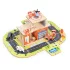 ECOTOYS fa 2 az 1-ben tűzoltóállomás garázs szett járművekkel és figurákkal, 2 szintes