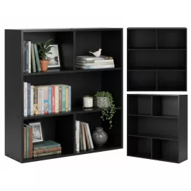   ModernHome modern álló polc nappaliba és hálószobába, 3 szintes, fekete