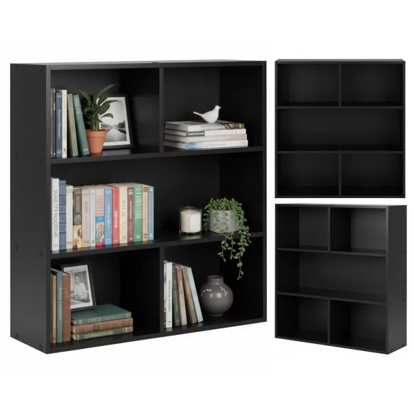 ModernHome modern álló polc nappaliba és hálószobába, 3 szintes, fekete