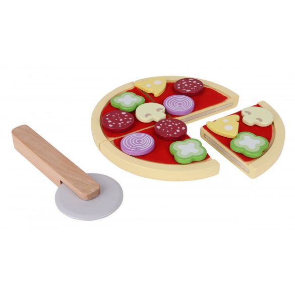 Fa játék pizza szeletelő gyerekeknek