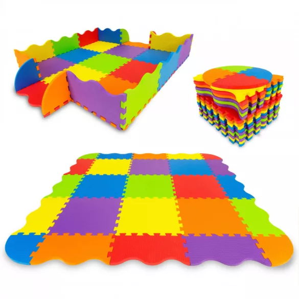 Puha habos matrac gyerekeknek kerítéssel 91x91 cm 25 db.