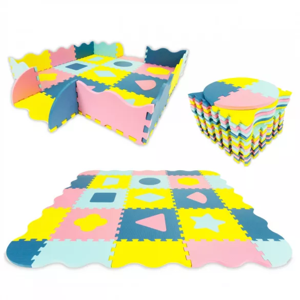 Habos szőnyeg kerítéssel, puzzle száraz medence 37 darabos Ecotoys