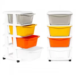   Tároló szervező 4 kihúzható fiókkal, kerekekkel - Gyerek szoba, iroda, nappali rendezés, praktikus tárolás