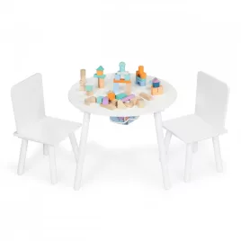   Fehér gyermekasztal két székkel gyermekbútor Ecotoys készlet