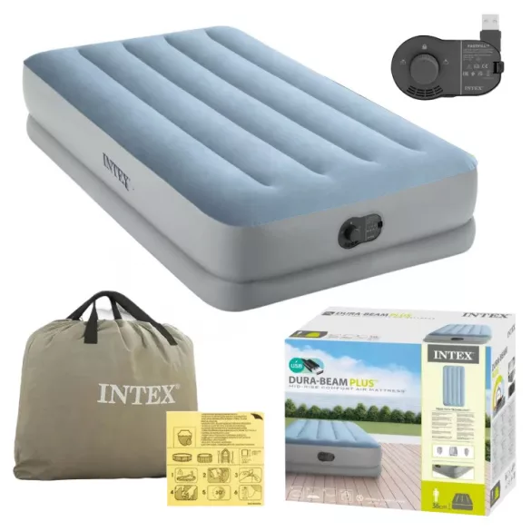 INTEX egyszemélyes felfújható matrac beépített USB elektromos pumpával 191x99x36 cm