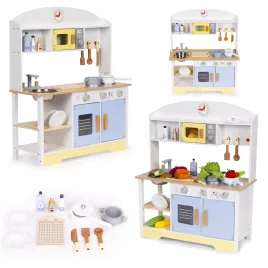   ECOTOYS gyerek játékkonyha sütővel, mosógéppel, mikróval és 12 kiegészítővel