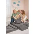 ECOTOYS összecsukható moduláris gyerekkanapé, 2 személyes, 10 puha párnával, szürke zsenília