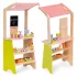ECOTOYS fa piaci stand gyerekeknek mérleggel, terminállal, gyümölcsökkel és zöldségekkel, 20 részes