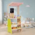ECOTOYS fa piaci stand gyerekeknek mérleggel, terminállal, gyümölcsökkel és zöldségekkel, 20 részes