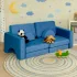 ECOTOYS összecsukható moduláris gyerekkanapé, 2 személyes, 10 puha párnával, kék