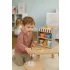 ECOTOYS fa kávéfőző gyerekeknek, 2-in-1 bolti-barista szett, 26 kiegészítővel