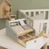 ECOTOYS fa játék pénztárgép gyerekeknek szkennerrel, bankjegyekkel, érmékkel és kártyával