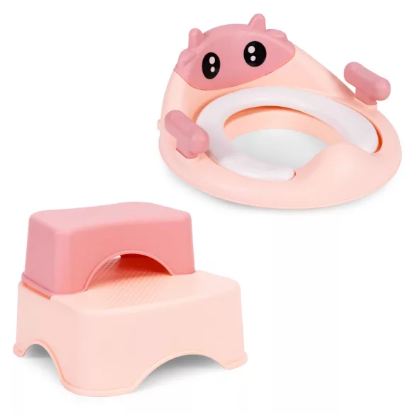 ECOTOYS rózsaszín gyermek WC-szűkítő fellépővel és platformmal