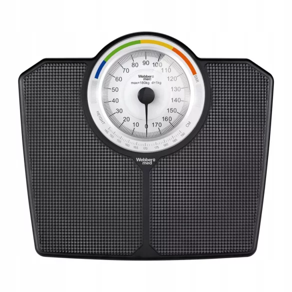 ELDOM klasszikus mechanikus fürdőszobai mérleg BMI funkcióval, 180 kg, fekete