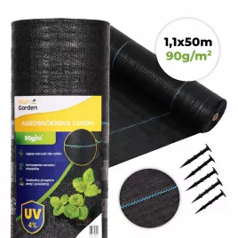   MultiGarden fekete UV-álló gyomirtó szövet 90 g/m² 1.1 × 50 m rögzítőtüskékkel