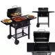 MultiGarden faszenes kerti grill fedéllel, állítható ráccsal, hőmérővel és hamugyűjtővel