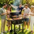 MultiGarden faszenes kerti grill fedéllel, állítható ráccsal, hőmérővel és hamugyűjtővel