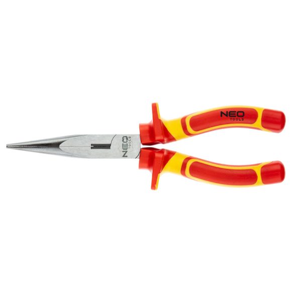 NEO TOOLS Hosszúcsőrű fogó 1000V, szigetelt, 200mm (8"), CrV, polírozott 25 év garanciával 01-225