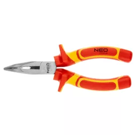   NEO TOOLS Hajlított csőrű fogó 1000V, szigetelt, 160mm (6"), CrV, polírozott 25 év garanciával 01-227