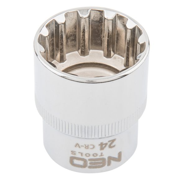 NEO TOOLS Dugókulcs 24mm, 1/2", SPLINE 25 év garanciával 08-596