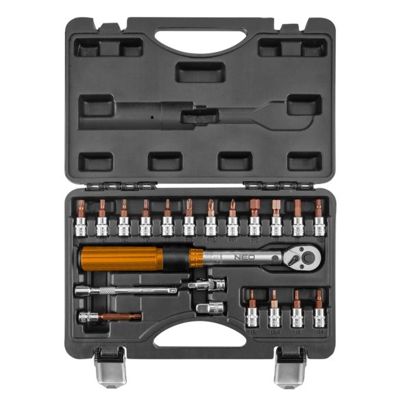 NEO TOOLS Nyomatékkulcs készlet 1/4", 5-25Nm, 21db 25 év garanciával 08-821