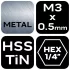 NEO TOOLS Gépi menetfúró, 2az1ben előfúró éllel, HSS-Titán, M3X0,5mm, hatszög szárral 08-949