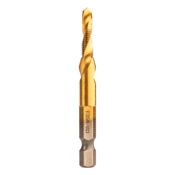 NEO TOOLS Gépi menetfúró, 2az1ben előfúró éllel, HSS-Titán, M5X0,8mm, hatszög szárral 08-952